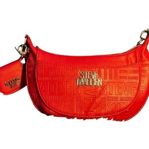 Steve Madden Vibrant Red Shoulder Bag with Silver Accents